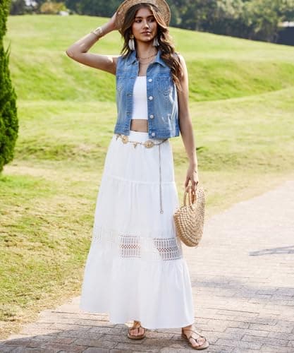 J.Corrine Women’s Denim Vest Sleeveless Classic Cropped Distressed Spread Collar Button Jean Vest Jackets With Pockets-Light Blue S - Thumbnail 5