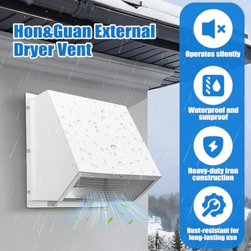 8 Inch Microwave Wall Vent Cover for Range Hood Exterior Wall Vent Microwave Exhaust,Kitchen Bath HVAC Duct Air Ventilation, Outside Vent Cover Fits 8’’ Round Duct - Thumbnail 6
