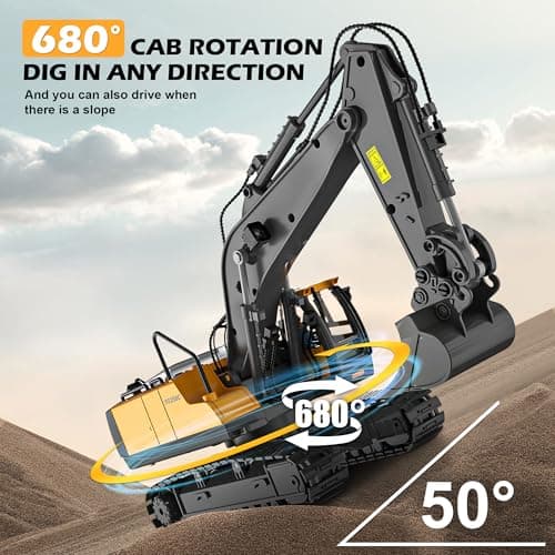 ADTHLIER Remote Control Excavator Toy for Boys 6-11 yrs Old,11-Channel RC Excavator Toy,with Metal Shovel,2.4Ghz RC Construction Vehicle,Ideal Gifts for Kids on - Thumbnail 5