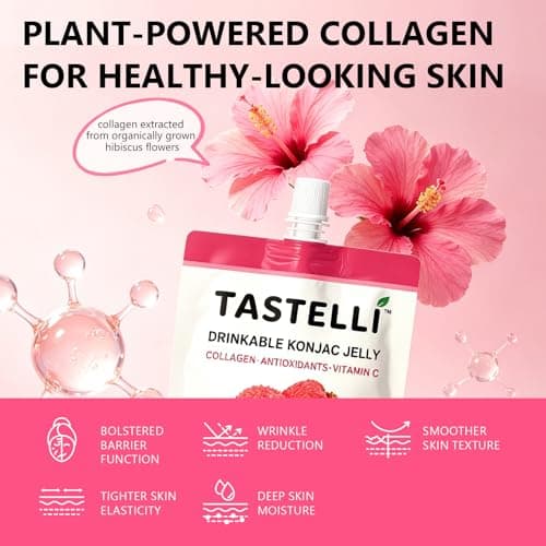 Tastelli Konjac Jelly Infused with Collagen & Vitamin C | Gluten Free, Sugar Free, Low Calorie | Vegan Drinkable Fruit Jelly Snack | Lychee | 150mL x 10 Pouches - Thumbnail 4