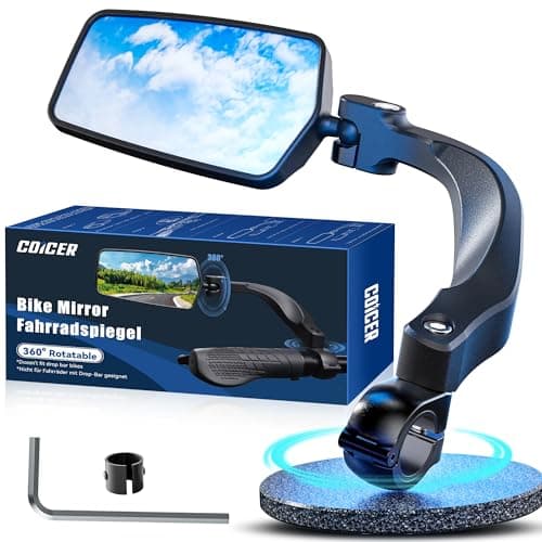 E Bike Mirror Handlebar Mount, 360° Adjustable and Rotatable, Wide Bicycle Mirror for Handlebars, Safe HD Bike Rearview for Scooter, Motorcycle, MTB, Foldable Shake-Free Ebike Accessories Left 1PCS - Image 1