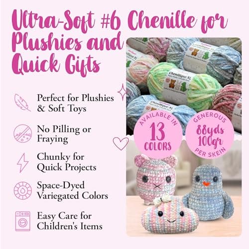 Chenillique XL Plush Velvet Chenille Yarn #6 Super Bulky – 4-Pack (352 Yards / 400 g) – Variegated Yarn for Plushies, Blankets, Amigurumi & Accessories - Lavender Bliss - Thumbnail 2