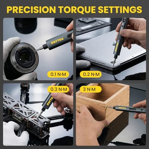 Mini Electric Screwdriver Set 3.7V, Precision Electric Screwdriver Cordless 80-in-1, 4 Torque Settings, 60 S2 Metal Bits, Magnetic Storage, Repair Tool for Electronics Watch Laptop Clocks Cameras - Thumbnail 4