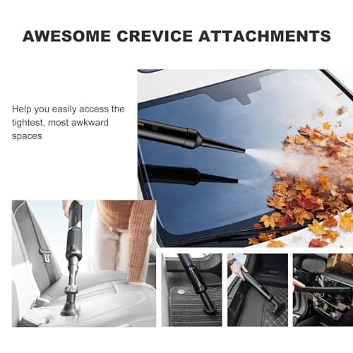 GrittyOne Car Vacuum Portable Cordless,25,000Pa Handheld Vacuum Cordless,70-Min Extra-Long Battery Life,Fantastic Suction, HEPA Filters, Maneuverable, Versatile Crevice Tools,for Car and Home, Black - Thumbnail 6