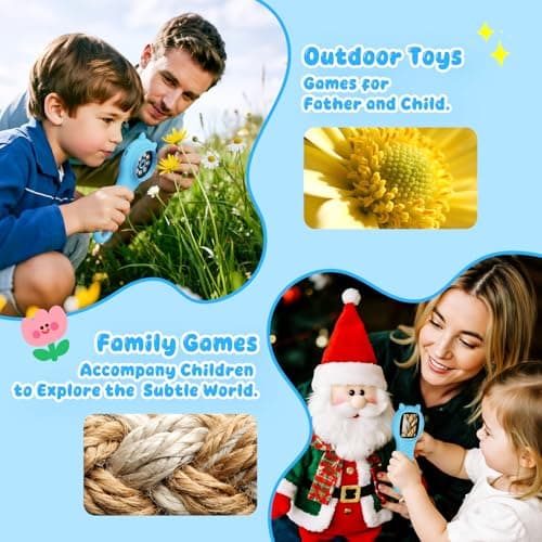 Kids Magnifying Glass Educational Science Kit - Mini LED Pocket Microscope for Kids(3-10 Years) - Durable Design - Ideal Gift for Girls (Blue) - Thumbnail 3