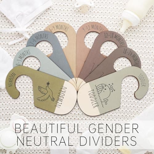 ITDYB Baby Closet Dividers for Clothes Organizer - Set of 8 Wooden Double-Sided Baby Clothes Size Dividers form Newborn to Toddler for Daily Gender-Neutral Baby Nursery Decor - Thumbnail 5