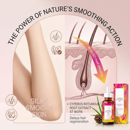 Cyperus Rotundus Oil Hair Removal | Slow Unwanted Hair Regrowth, Soften & Lighten Body Hair, Minimize Pores | Natural Depilatory Cream for Legs, Arms, Underarms | For All Skin Types | 2 Fl Oz - Thumbnail 5