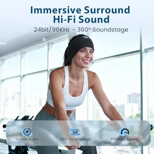 ZHENYEMEI Sleep Headphones Wireless Bluetooth 5.4 Headband, Sports Earphones Sleep Earbuds with HD Stereo Speaker Microphone for Workout Jogging Yoga Insomnia Air Travel Meditation Unique Gifts Black - Thumbnail 3