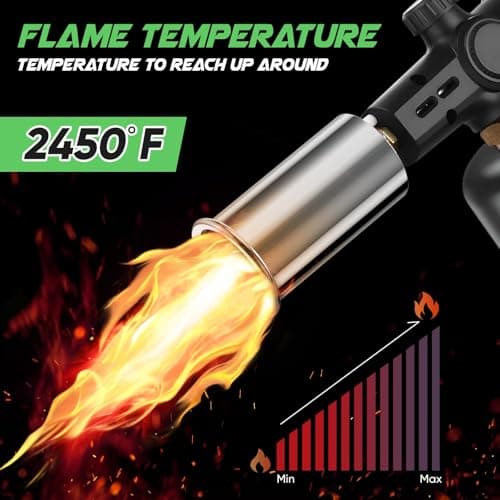KOACKL Propane Torch Head, Kitchen Blow Torch Gun, Campfire Charcoal Starter, Grill Torch with Igniter, Adjustable Flame for Cooking, Soldering(Propane Tank Not Included) - Thumbnail 3