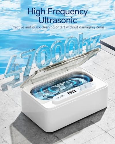 Phniti Ultrasonic Jewelry Cleaner, 47kHz Professional Ultrasonic Retainer Cleaner Machine for Dental Cleaning Three Cleaning Modes, Mouth Guard, Watch, Ring, Diamond, White - Thumbnail 2