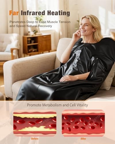 Infrared Sauna Blanket for Home, Gentle Deep Heat for Relaxation & Recovery, Portable Wellness Wrap for Full Body, Self Care Gifts for Women, Machine Washable PU Leather, 85–158°F & Timer, 6 x 2.6 FT - Thumbnail 2
