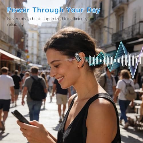 Essonio Open Ear Earbuds Wireless Ear Hooks Headphones, Ultra Lightweight Powerful Stereo Sound 35H Playtime Bluetooth 5.4 Dual Device Sync AI Clear Calls Waterproof for Small Ears - Thumbnail 6