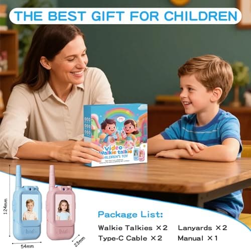 Walkie Talkies for Kids with Camera,Rechargeable Video Walkie Talkies 2 Pack for Ages 3-12,HD Video Intercom with Screen,Voice Changer,Indoor Outdoor Communication Toys for Boys Girls(Blue-Pink) - Thumbnail 6