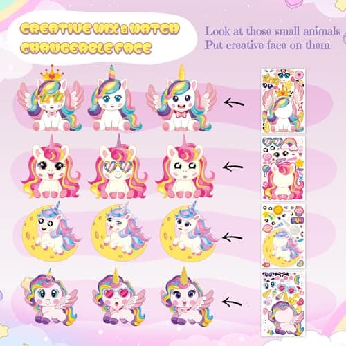 Unicorn Stickers 48 Sheets Unicorn Party Favors Birthday Decorations Crafts Gifts for Kids Toddlers Classroom Party Supplie Essentials Preschool Kindergarten - Thumbnail 6