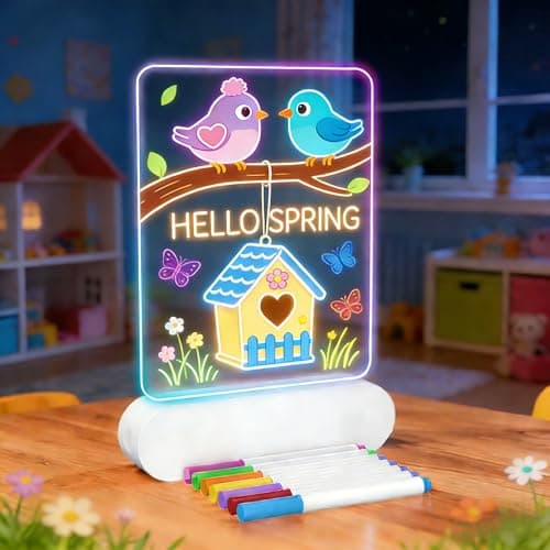MOKOQI Rechargeable LED Drawing Board | Cordless LED Note Message Board for Kids，DIY Kids Own Night Light | Dry Erase Writing Board | Easter Birthday Gifts for Girls Boys 6-8 - Image 1