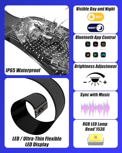 Devil Eyes Light for Windshield: 23.4"x4.7" Programmable LED Signs with APP & Remote Control - 5V USB Digital Lighting Display, LED Lights for Cars (1 Pcs) - Thumbnail 5