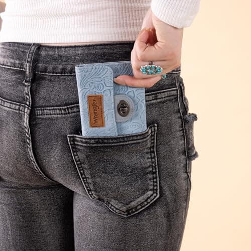 Montana West X Wrangler Women's Wallet Minimalist Small Pocket Wallet Trifold Money Organizers Cute Ladies Wallet with Zipper Coin Pocket - Thumbnail 3