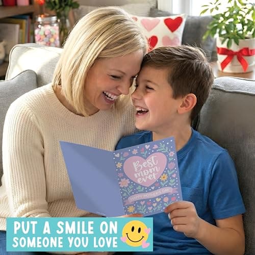 Hadley Designs Happy Mothers Day Card For Mom - 8x5.3in Mother's Day Card For Mom, Mother Gift Greeting Cards, Premium Single Mother Cards From Daughter and Son, Designed in USA - Thumbnail 5