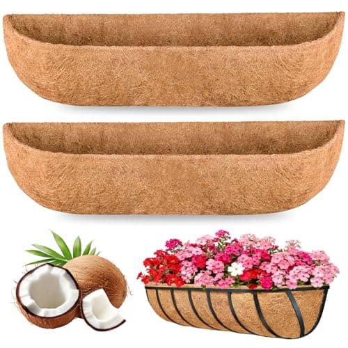 2 Pack 36 Inch Window Box Liners Coco Liners for Planters Coconut Husk Plant Liners 100% Natural Coconut Liners for Planters Coco Coir Liner for Outdoor Planter