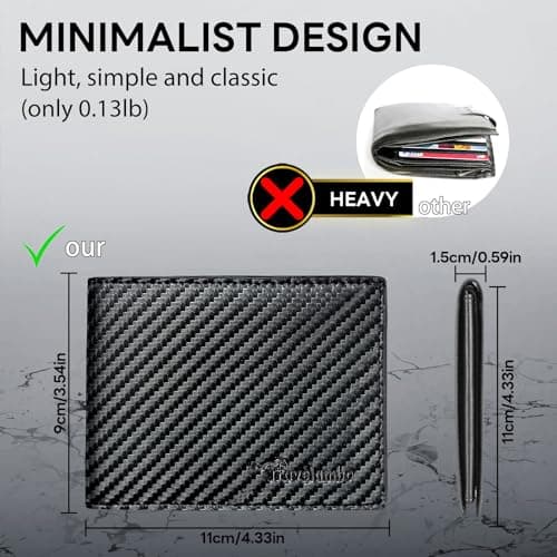 Travelambo Black Wallet for Men, Premium Classic Leather RFID Blocking Mens Wallet, 10 Credit Card Holder Minimalist Front Pocket, Mens Bifold Wallet with 2 ID Window - Thumbnail 4