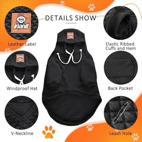 2 Pack Dog Hoodie for Small Medium Large Dogs, Soft Warm Dog Sweater Jackets Winter Fall Pet Hooded Clothes Custume Dogs Sweatshirt with Leash Hole and Pocket, Black ans Grey, S - Thumbnail 3