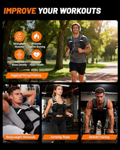Weighted Vest for Woman Men, 0-10lbs Adjustable Running Vest with 10 Removable Weights, Weight Training Vest for Weight Loss, Colorful Reflective Straps & Phone Pockets, Machine Washable - Thumbnail 6