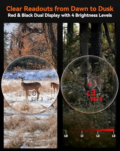 MILESEEY Hunting Rangefinder, 2000+ Yards Rechargeable Laser Range Finder with Bow Hunting Mode, Horizontal Distance/Angle/Scan, 7X Magnification, Waterproof Archery Shooting Rangefinder with Magnet - Thumbnail 6