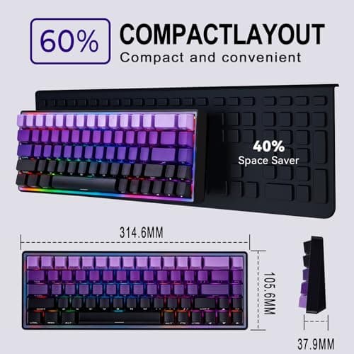 Taramico Mechanical Gaming Keyboard 65% Wired, Magnetic Switch Hot Swappable RGB Backlit, 68-Key Compact Mini Keyboard with Blue Switch, Detachable USB-C Cable for PC Mac Gamer - Thumbnail 4