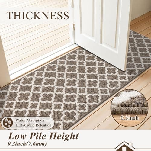 U'Artlines Runner Rug for Hallway 2×6feet Non Slip Kitchen Floor Carpet Runners Brown Geometric Pattern Machine Washable Area Rug for Entryway Bathroom - Thumbnail 4