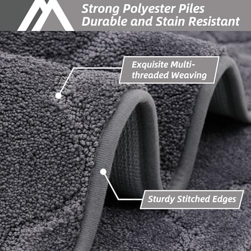COSY HOMEER-Kitchen-Rugs 20"x48" Non-Slip Absorbent Soft Kitchen Runner Rug Polyester Kitchen Mats for Floor Washable Kitchens Standing Floor Mat for Sink Mat,Hallway,Laundry,Dark Grey - Thumbnail 2