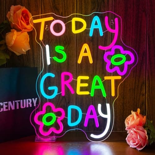 Classroom Neon Lights Today is a Great Day Neon Sign for Wall Decor in Coffee Bar Bedroom Reading Lights Up Sign for Classroom Library LED Books Decor Gifts to Teens Teachers - Image 1
