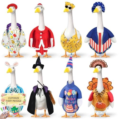 YIIrgtas 8 Set Holiday Porch Goose Outfits - Seasonal Clothes for 23 Inch Lawn Goose, Yard Decor Apparel for Easter, Summer, 4th of July, Back to School, Halloween, Thanksgiving, Christmas & Birthday - Image 1