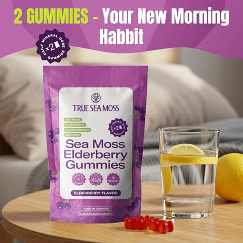 TrueSeaMoss Sea Moss Elderberry Gummies for Adults & Kids – with Burdock Root, Bladderwrack – 60 Gummies (Pouch May Vary) - Thumbnail 6