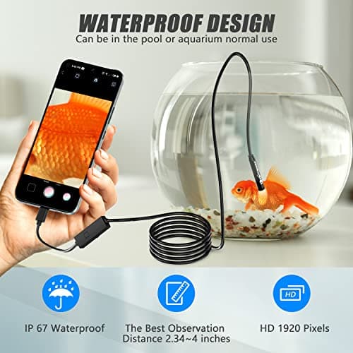 1920P Endoscope Snake Inspection Camera, Lightswim Type C Borescope, Scope Camera with 8 LED Lights for Android and iOS Smartphone, iPhone, iPad, Samsung (16.5 FT/5M) - Thumbnail 5