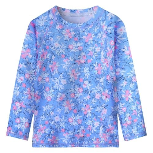 XFGIRLS Girls Rash Guard Set Long Sleeve Two Piece Swimsuit with UPF 50+ Sun Protection for Girls 1T 2T - Thumbnail 3