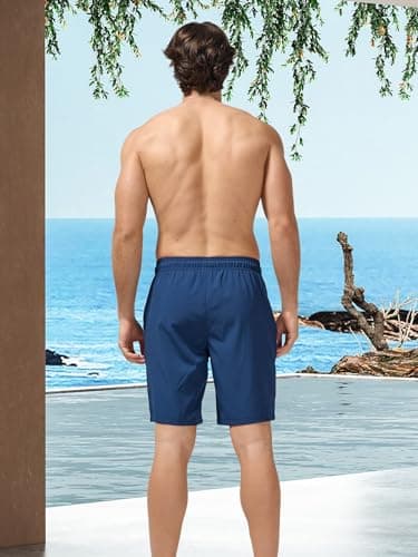 Arcweg Men's Swim Trunks XL Cyan Blue with Compression Liner and Zipper Pockets Quick Dry Bathing Suit Board Swimming Shorts - Thumbnail 3