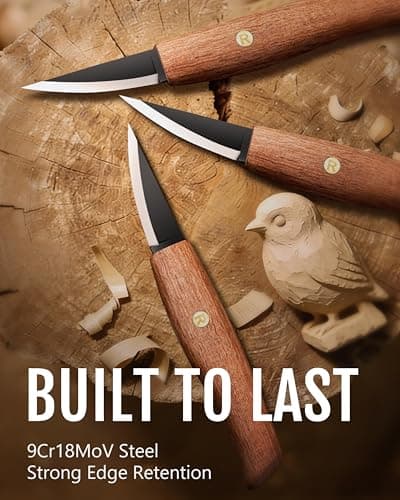 RAVS Wood Carving Sloyd Knife with Leather Strop & Polishing Compound, High Carbon Steel Whittling Knife with Leather Sheath, Chip Wood Carving Tools with Ergonomic Handle for Beginners &Professionals - Thumbnail 6