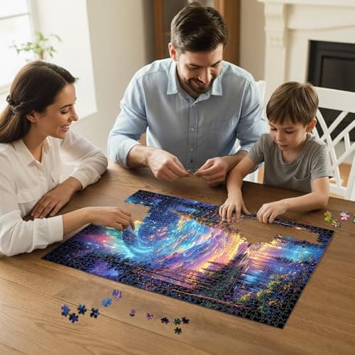 Starry Aurora Lake Puzzles for Adults 1000 Pieces,Impossible Hard Challenging Jigsaw Puzzles,Thick Pieces with Matte Finish,Relaxing Night Sky Wall Art Decor,Stress Relief Gifts for Mom Dad - Thumbnail 6