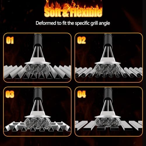 HOUSE AGAIN Grill Brush and Scraper Bristle Free, 304 Stainless Steel Brush Head Non Metal Bristles, Safe Steam Outdoor Grill Cleaning BBQ Grill Accessories for Smoker/Porcelain/Weber Gas/Charcoal - Thumbnail 4