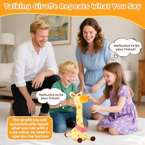 Emoin Dancing Giraffe Toy, Tanlking Giraffe Toys Musical Mimicking Toy, Singing 10 Pcs Songs for Baby Boys Girls, Repeating What You Say, Sing+Dancing+Recording+LED - Thumbnail 5