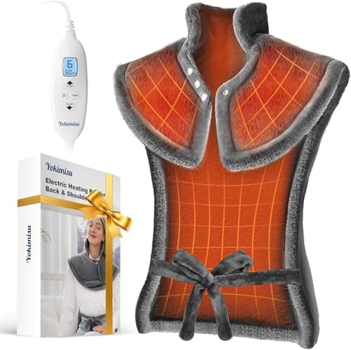 Yokimisu Heating Pad for Neck, Shoulders and Back Pain Relief, 2.5lb Weighted Large 24"x33" Wearable Electric Heating Pad, Fast Heating, ETL Certified, Gift for Women and Men, Ideal for Mom & Dad-Grey - Image 1