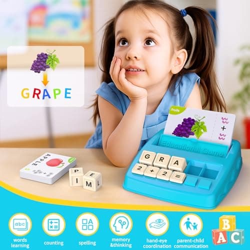 Educational Toys Learning Games for Kids 3-8, Matching Letter Spelling Early Math Game for Preschool& Kindergarten Kids Boys and Girls Light Blue ，Christmas Birthday gift for 4 5 6 7 boys girls - Thumbnail 4