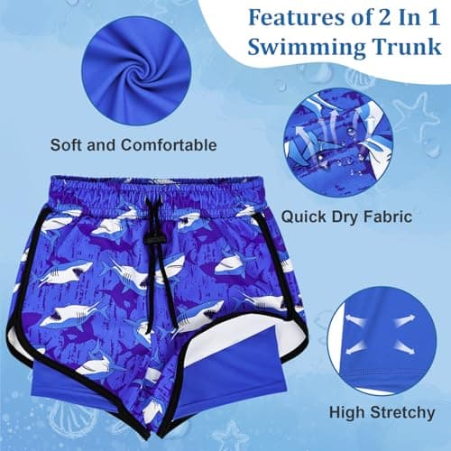 MOEMOE BABY Toddler Rash Guard Boys Swim Trunks Kids Bathing Suit 2 Pieces UPF 50+ for Water Play & Everyday Wear 1 Year Blue - Thumbnail 3