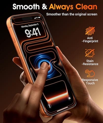 GolbinBox 2-Pack for iPhone 17 Pro Max Screen Protector [Anti-Reflection] [3D Full Coverage] 12FT Drop Protection, 9H+ Hardness, Anti-Fingerprint, HD Clear Tempered Glass for iPhone 17ProMax 6.9" - Thumbnail 6