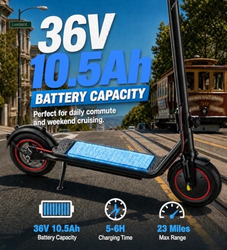 Electric Scooter for Adults, 23 Miles Range,Top Speed 22MPH E-Scooter, 500W Motor Electric Scooter with 10" Pneumatic Tires, 441Wh Battery Escooter, Light Control for Adult, App Support - Thumbnail 3