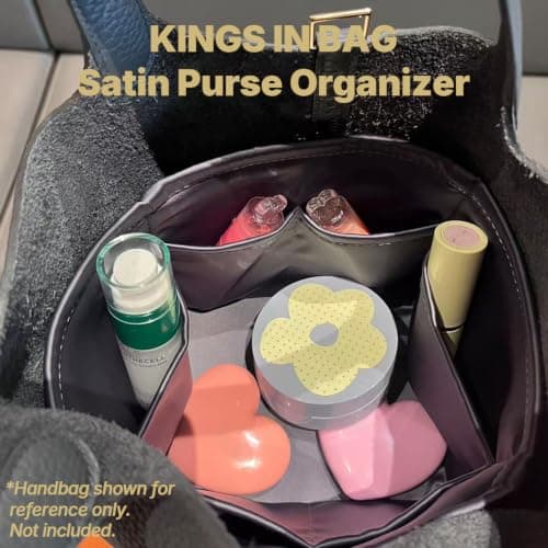 KINGS IN BAG Satin Purse Organizer for Picotin 22, Etoupe grey - Thumbnail 2