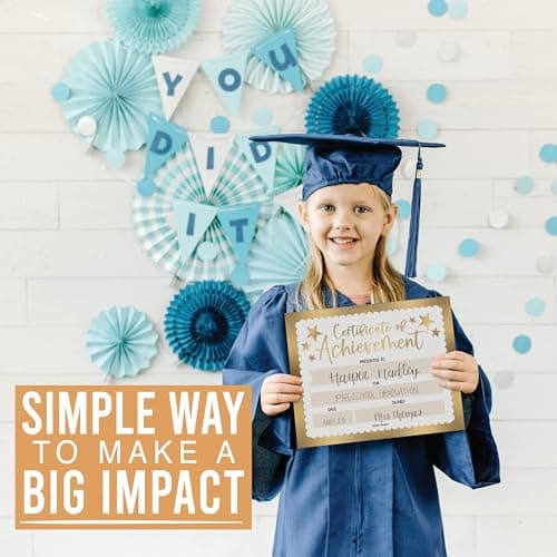 Premium Real Gold Foil Classroom Award Certificates for Students -25 Certificate of Achievement Awards, Certificate Paper, Preschool Graduation Certificates, Kindergarten Diploma, Star Student Honors - Thumbnail 5