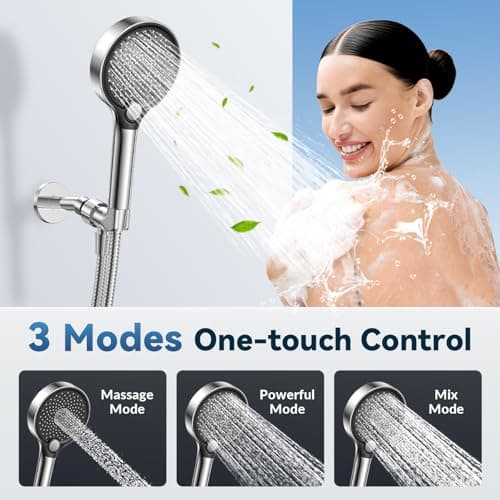 Filtered Shower Head with Handheld, High Pressure Shower Head with Filters, 3 Modes Water Softener Shower Head with Detachable Filters, Reduce Dryness on Skin and Hair, Premium Chrome - Thumbnail 4