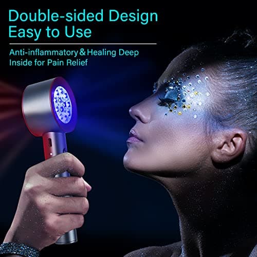 UTK Upgrade High Power 24 LED Red Light Therapy Device with 470/660/850/940nm Wavelength, Blue Red＆Near-Infrared Handheld Light Therapy, Relieve Body Pain Deeply, Facial Skin Care - Thumbnail 5