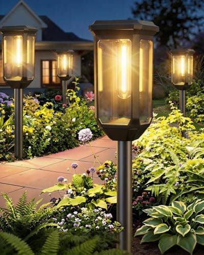 Tenmiro-Solar-Pathway-Lights-Outdoor-8-Pack-LED-Solar-Powered-Garden-Lights-Waterproof-IP65-Auto-On/Off-Outdoor-Light-for-Yard-Lawn-Patio-Path-Walkway-Driveway-Landscape-Lighting-Decor-3000K